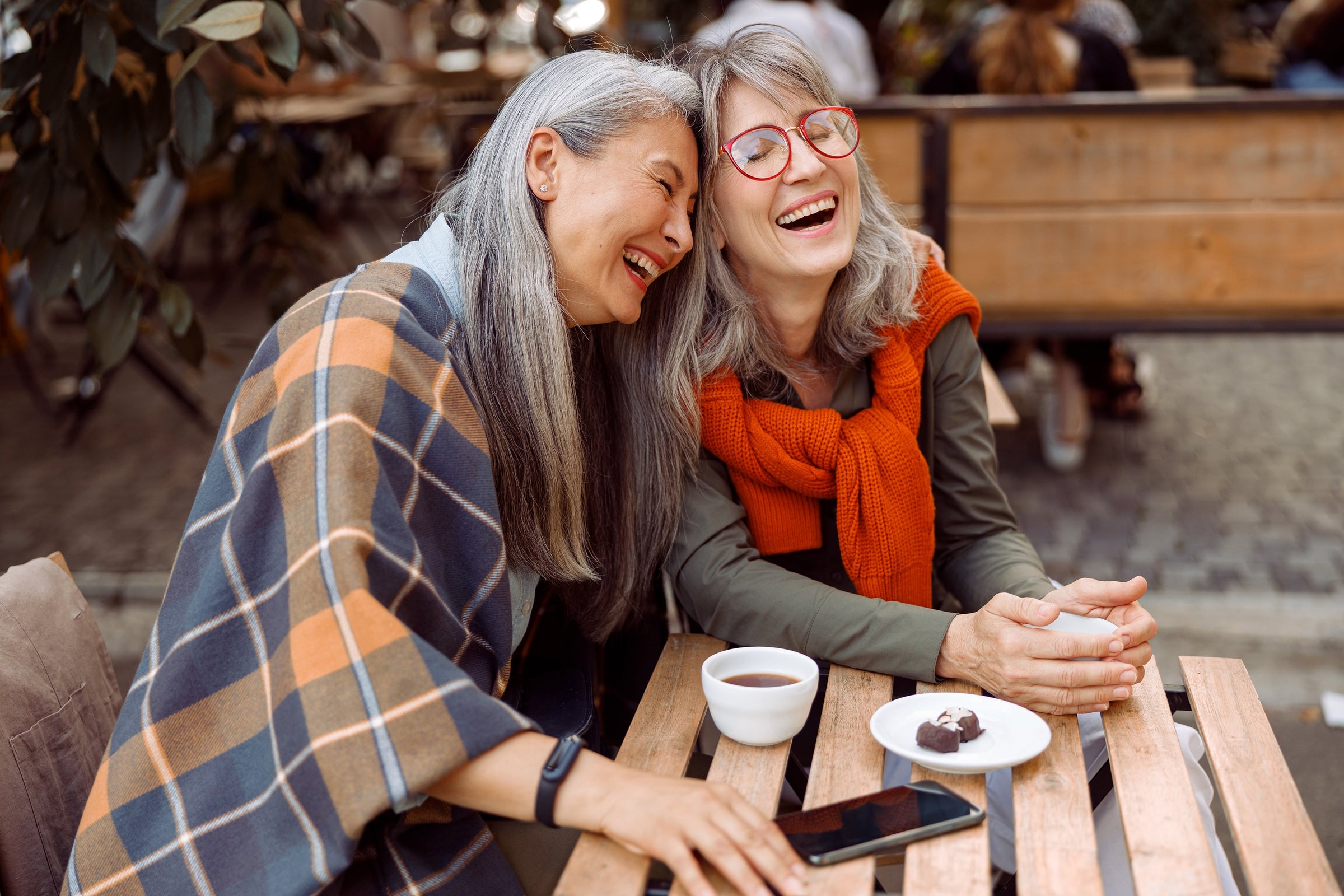 Two laughing older women